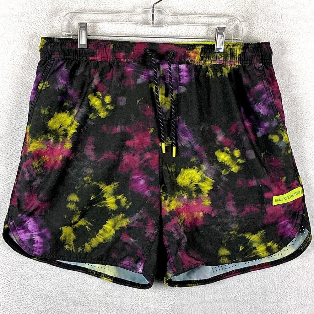 Legends Shorts Mens XL Black Tie Dye Luka Drawstring Lined Gym Workout Preppy